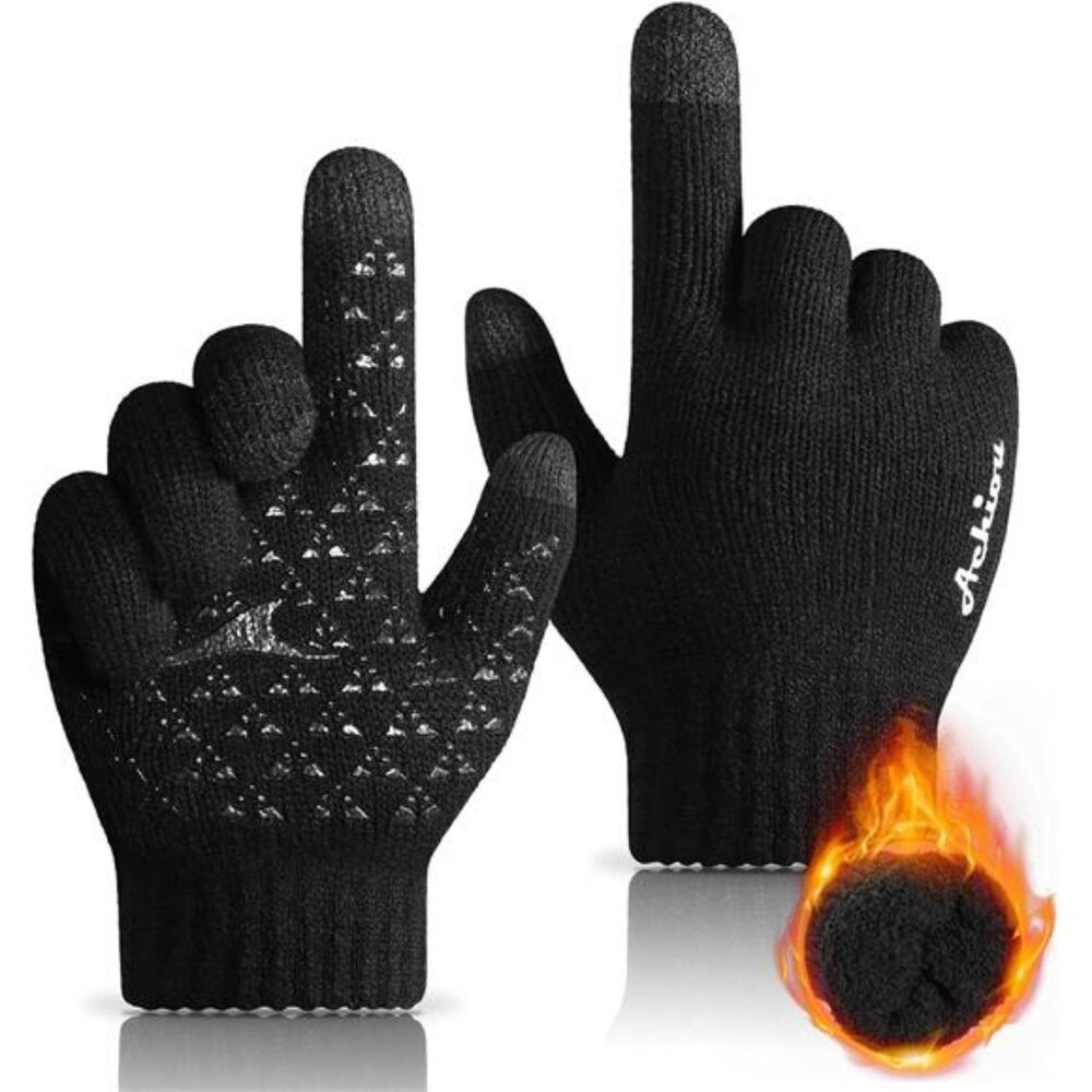 Touch Screen Winter Gloves Men Women Thermal Knit Anti Slip Silicone Warm